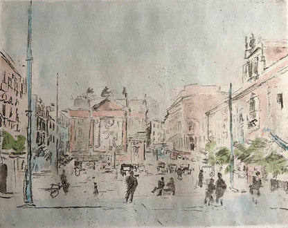 Michele Cascella Hand-Signed Watercolor Etching