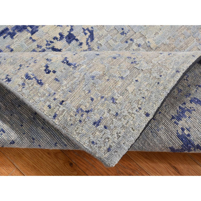 3'X4'10" Blue Cypress Trees Design Silk With Wool Hand Knotted Rug