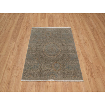 3'X4' Beaver Brown Mamluk Design Pure Himalayan Wool Hand Knotted Rug