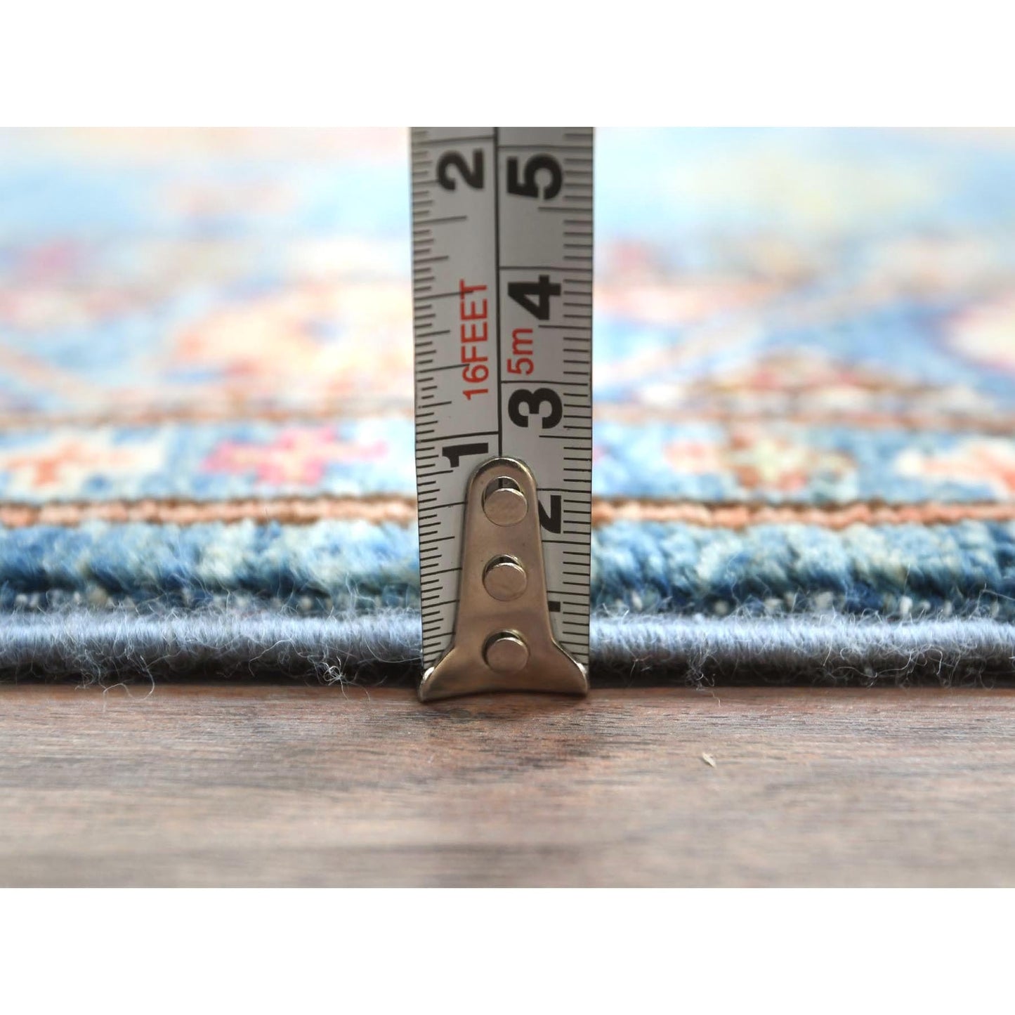 2'7"X9'9" Steel Blue Afghan Super Kazak Wool Hand Knotted Oriental Rug