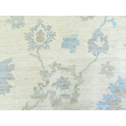 12'X14'7" Ivory Hand Knotted Afghan Angora Oushak Pure Wool Oversize Rug