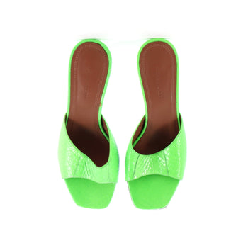 Amina Muaddi Women'S Lupita Heeled Mules Crocodile Embossed Leather 90