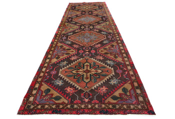 Semi-Antique Distressed Oriental Runner Rug Muted