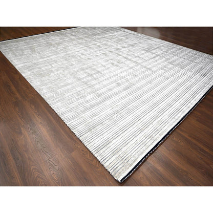 14'X16'2" Taupe Modern Textured Hand Loomed Wool And Silk Oversized Rug