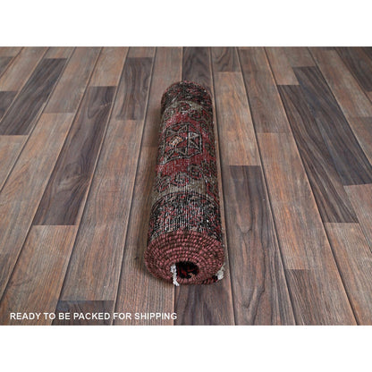 1'8"X7'5" Red Vintage Northwest Zoroastrian Hand Knotted Wool Runner Rug