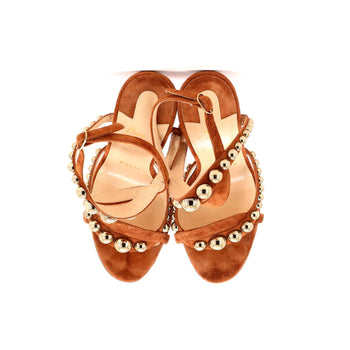 Christian Louboutin Women'S Galeria Heeled Sandals Studded Suede 100