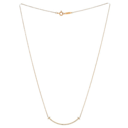 Tiffany & Co. T Smile Pendant Necklace 18K Rose Gold With Diamonds Small