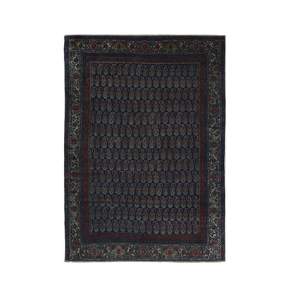 4'X6' Blue Antique Zoroastrian Hand Knotted Pure Wool Slight Wear Rug
