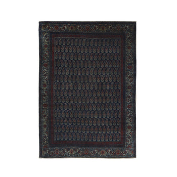 4'X6' Blue Antique Zoroastrian Hand Knotted Pure Wool Slight Wear Rug