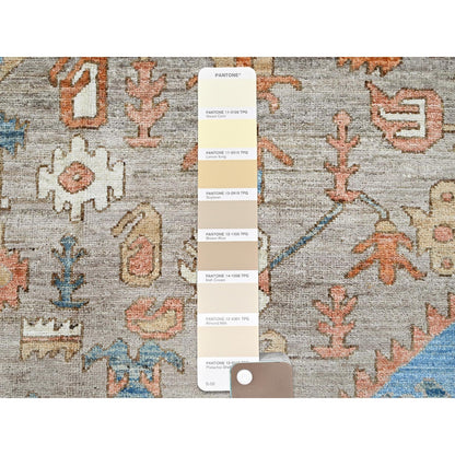 9'2"X12'3" Beaver Brown Peshawar Heris Hand Knotted High Mountain Wool Rug