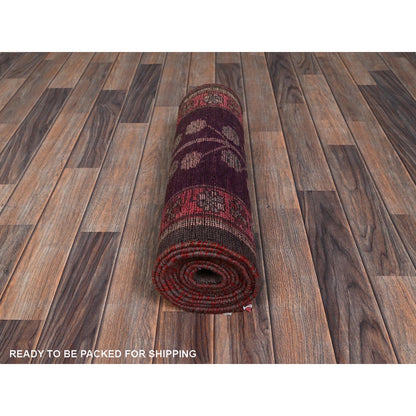2'X11' Pink Vintage Northwest Zoroastrian Hand Knotted Pure Wool Runner Rug