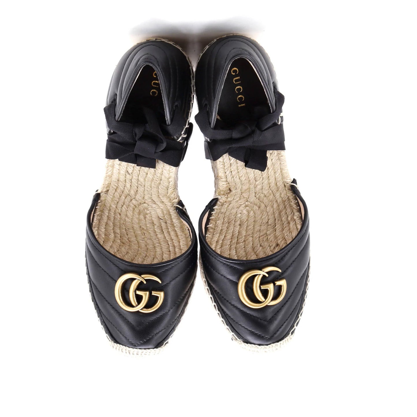 Gucci Women'S Gg Marmont Wedge Espadrilles Matelasse Leather