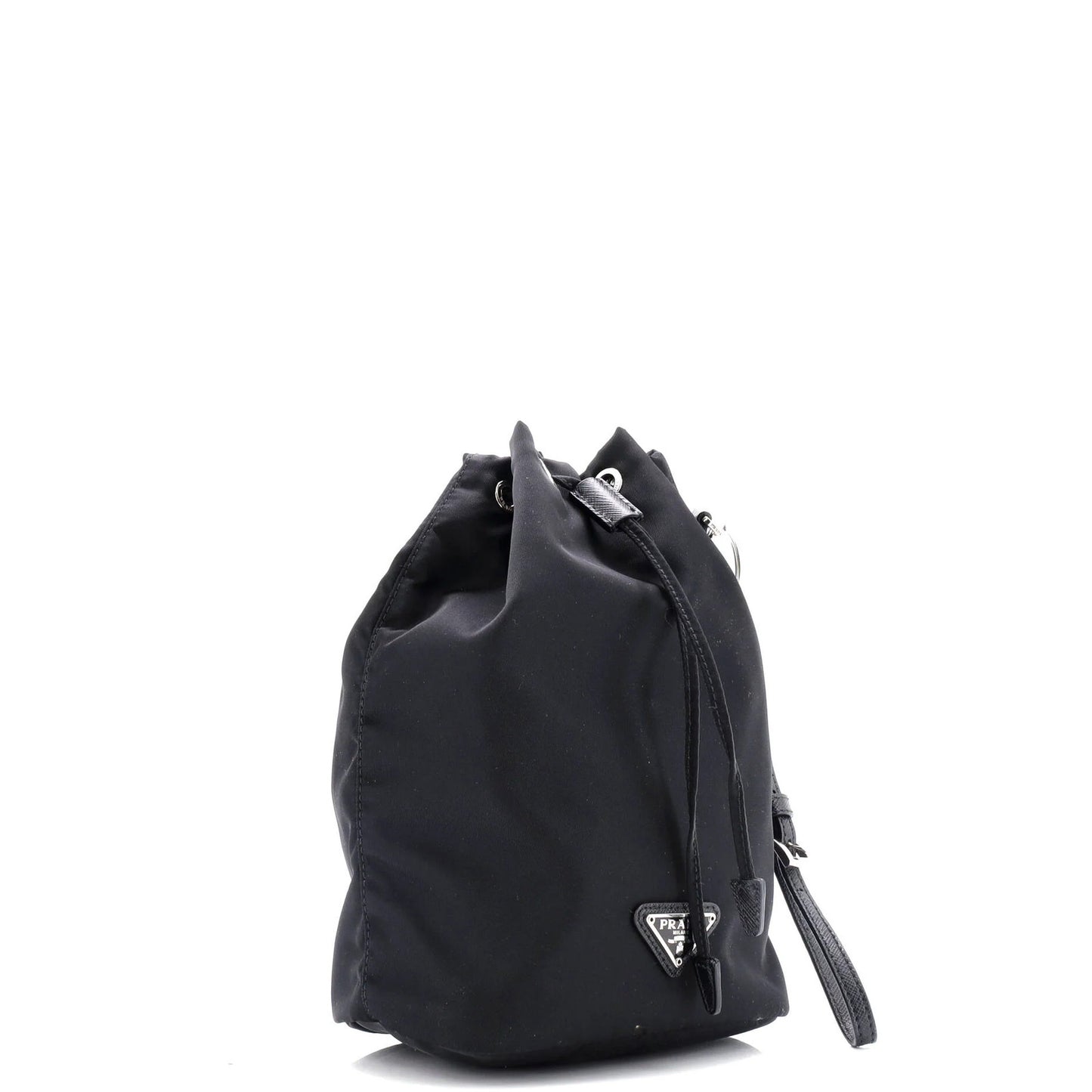 Prada Drawstring Wristlet Bucket Bag Tessuto Small