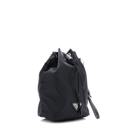 Prada Drawstring Wristlet Bucket Bag Tessuto Small