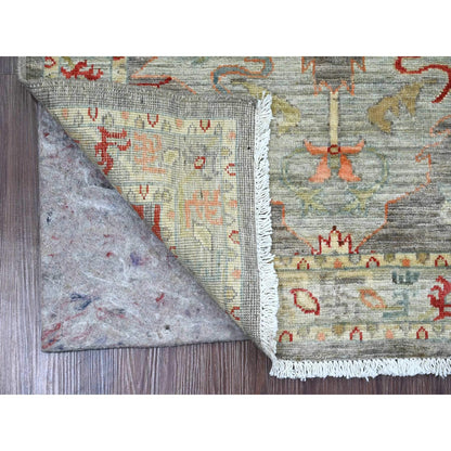 2'8"X7'8" Gray Heris With Dragon Design Pure Wool Hand Knotted Runner Rug