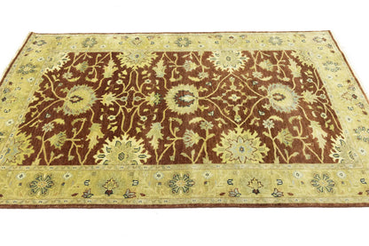 Rust Oushak Chobi Hand-Knotted Wool Rug Floral