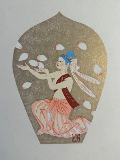 Tomikichiro Tokuriki Sange Japanese Woodblock Print Set Of 6 Flowers & Buddha2