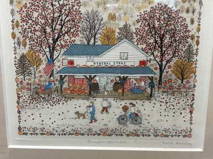 Cuca Romley "Pumpkin Harvest" Lithograph Signed Limited 103/175 Framed