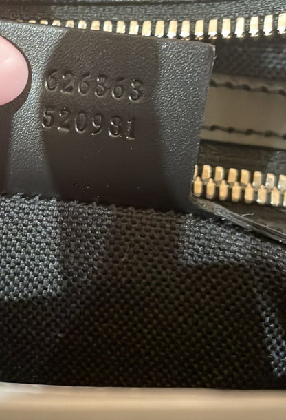 Gucci Trunk Shoulder Bag Gg Coated Canvas With Studded Leather