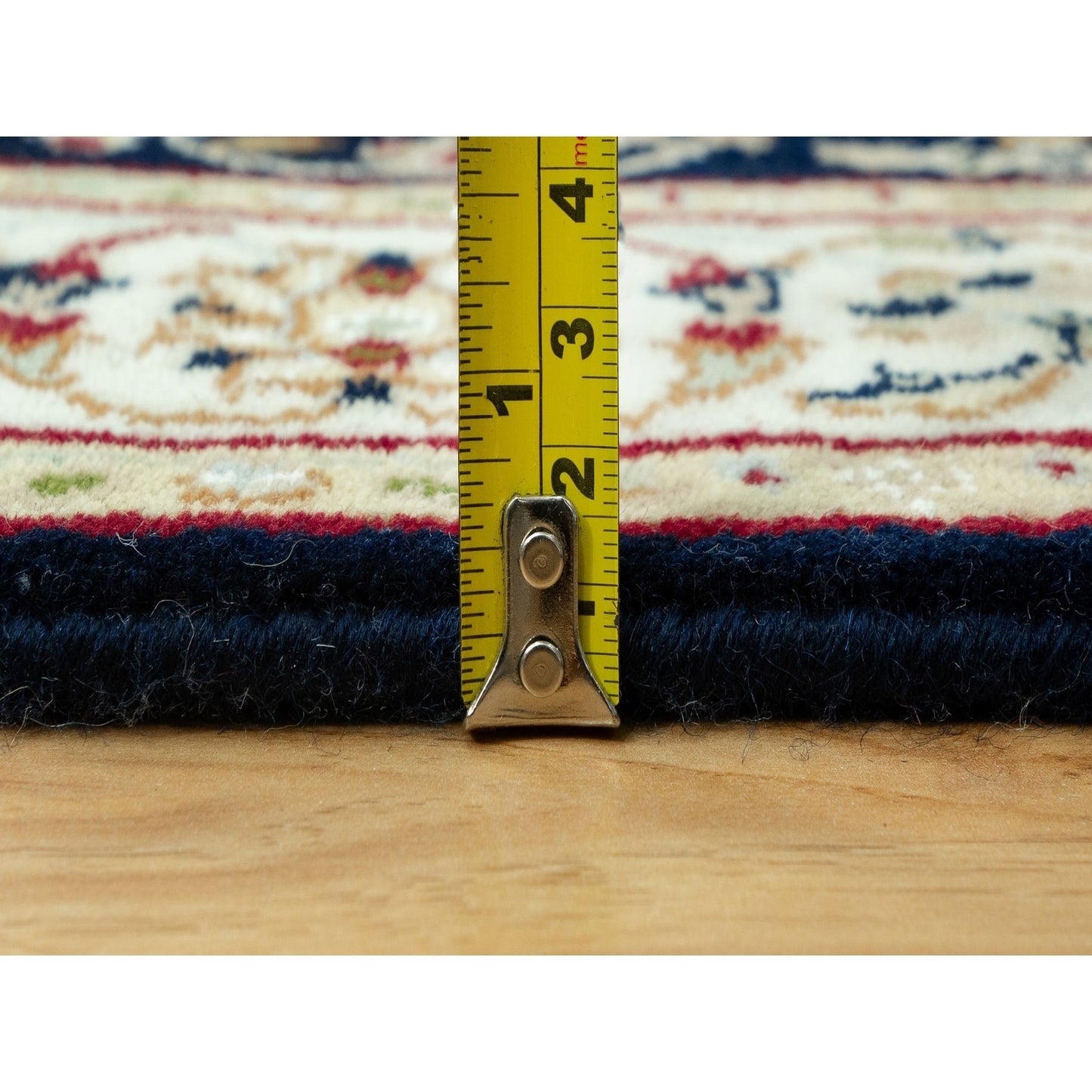 2'9"X20'1" Blue Hand Knotted Central Medallion Nain Wool Xl Runner Rug