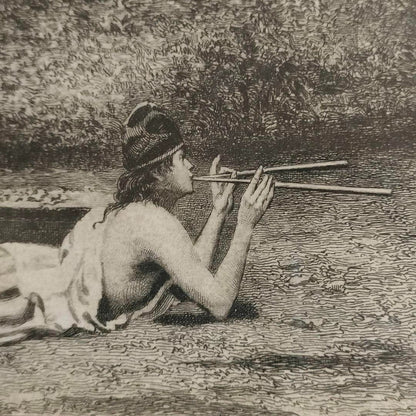 1887 Etching The Worship Of Pan In Pompeii By J.S. King After Scifoni Antique