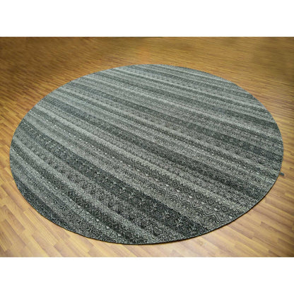 12'X12' Graphite Gray Hand Knotted Kohinoor Herrita All Wool Round Rug