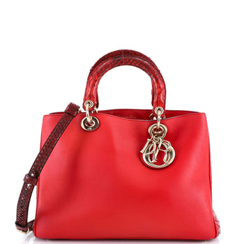 Christian Dior Diorissimo Tote Smooth Calfskin And Python Medium
