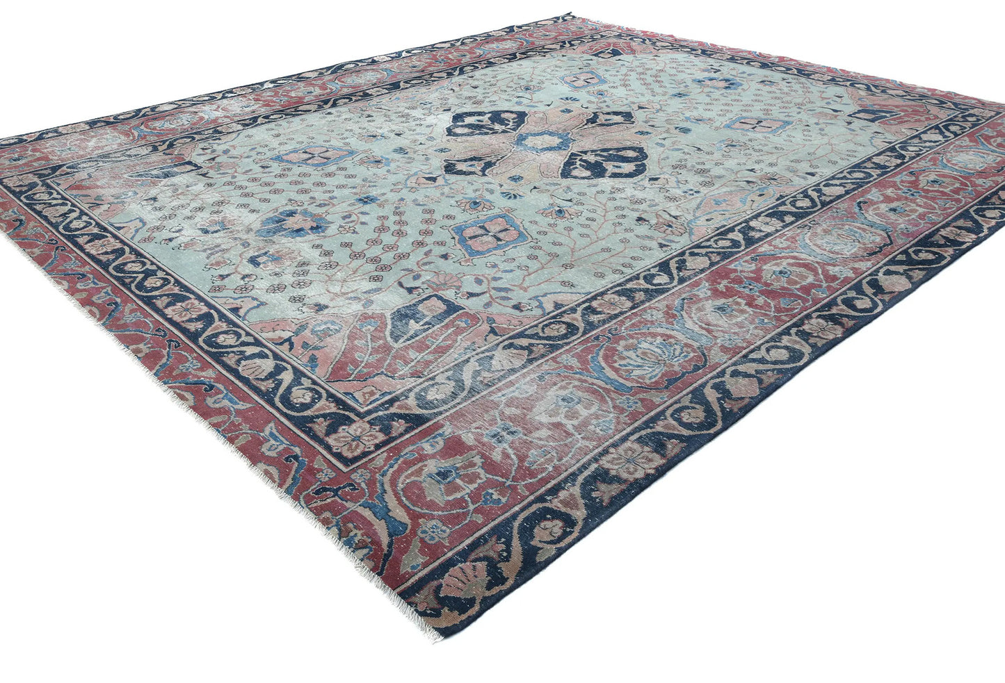 Handmade Antique Vintage Oriental Rug Floral Living Room Carpet 7'11x9'2 ft