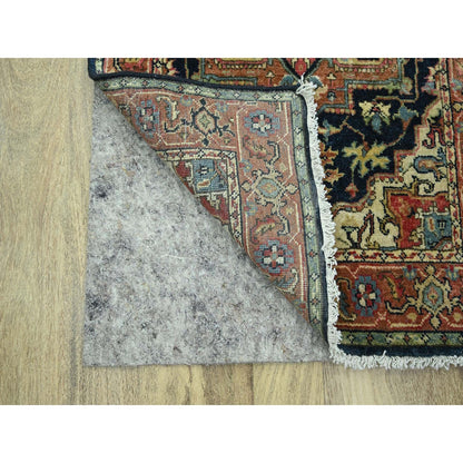 2'6"X11'5" Navy Heris With Medallions Design Hand Knotted Wool Runner Rug