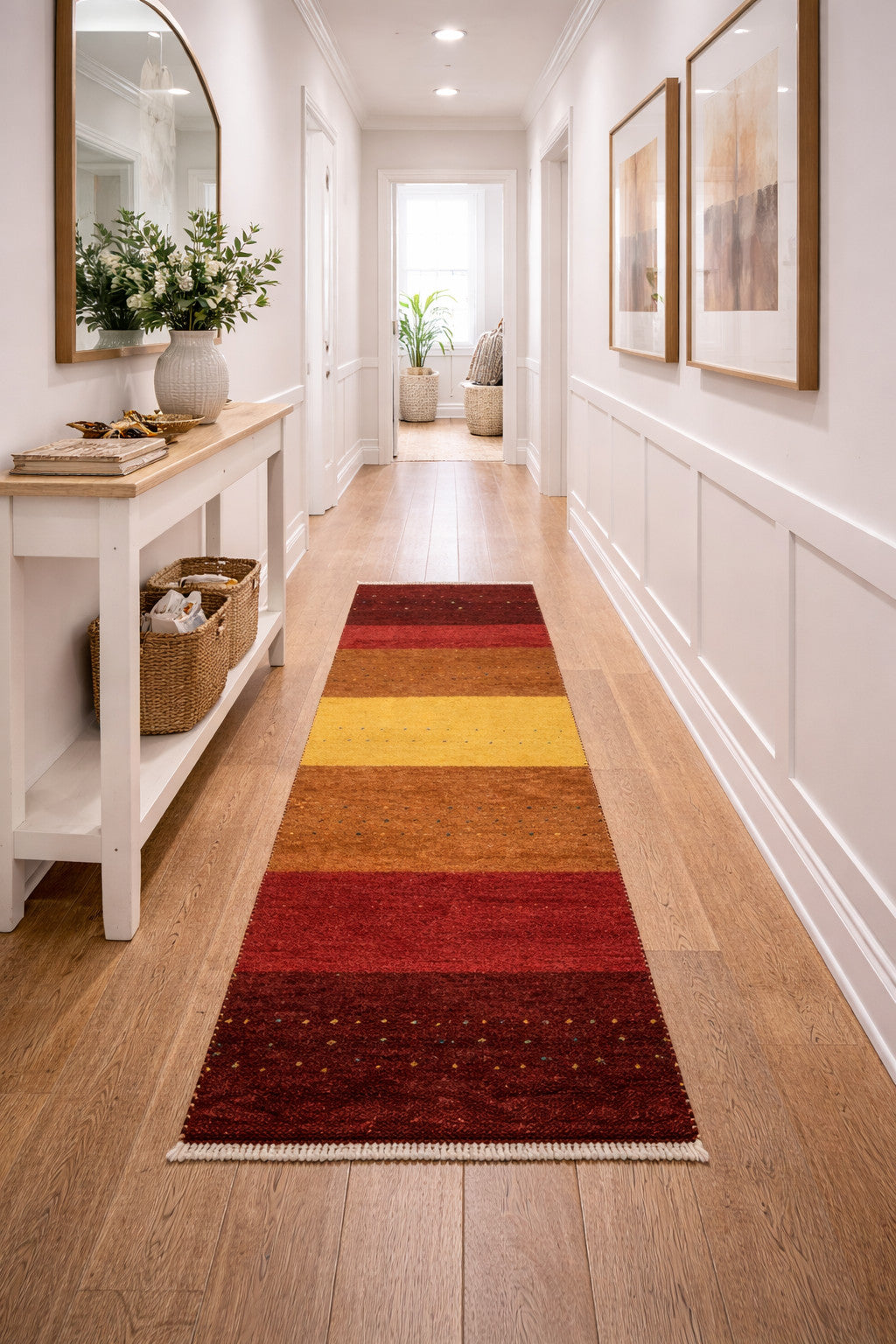 2'5X8'4 Handmade Tribal Stripes Runner Rug Oriental Hallway Kitchen Carpet