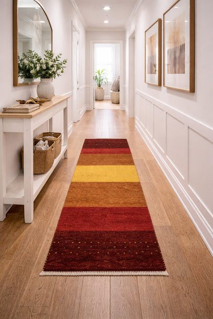 2'5X8'4 Handmade Tribal Stripes Runner Rug Oriental Hallway Kitchen Carpet