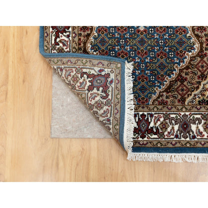 2'7"X8'7" Blue Fish Design Tebraz Mahi Wool And Silk Oriental Runner Rug