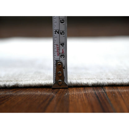 2'X2'9" Ivory Hand Knotted White Wash Peshawar Soft Wool Mat Oriental Rug