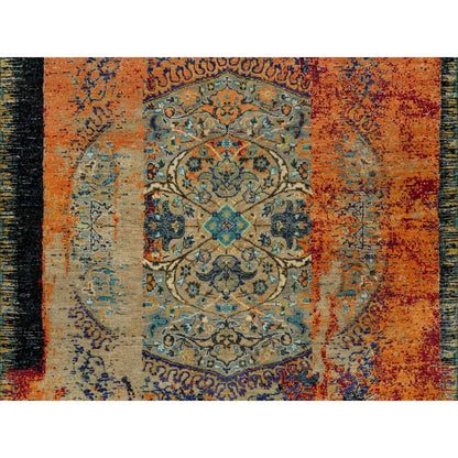 6'2"X9' Red Wool Hand Knotted Ancient Ottoman Erased Design Rug