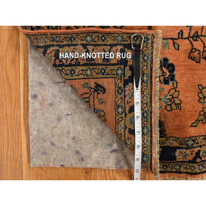 1'10"X2'8" Red Antique Zoroastrian Mohajaran Sarouk Mat Hand Knotted Rug