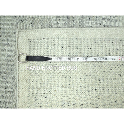 2'7"X10'3" Gray Hand Knotted Rug Wool Oxidized Grass Design Runner