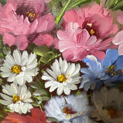 Lina Rossi Original Oil Painting -Flowers Signed