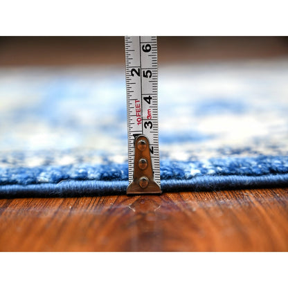 2'8"X7'8" Sapphire Blue Afghan Angora Oushak Runner Oriental Rug