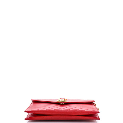 Saint Laurent Classic Monogram Envelope Chain Bag Matelasse Chevron Leather