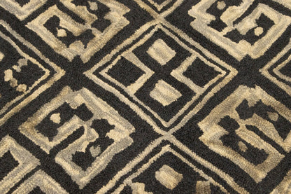 Hand-Tufted Dark Gray Geometric Rug Modern Area