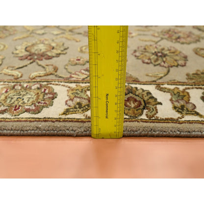 2'6"X8'3" Brown Hand Knotted Rajasthan Leaf Design Wool & Silk Runner Rug