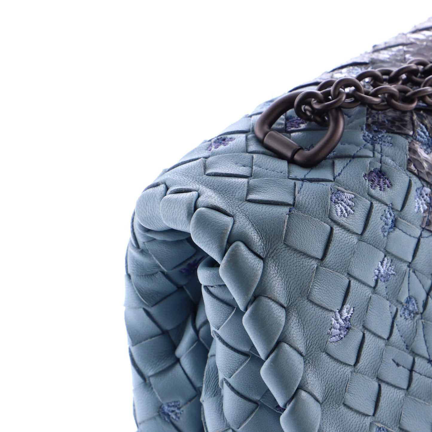 Bottega Veneta Olimpia Crossbody Bag Intrecciato Nappa With Snakeskin Small