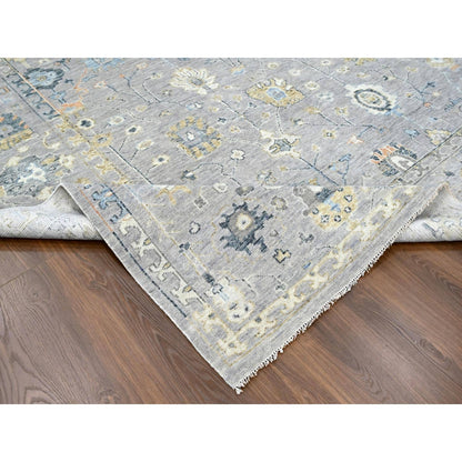 11'6"X15' Coin Gray Oushak Design Organic Wool Hand Knotted Oversized Rug