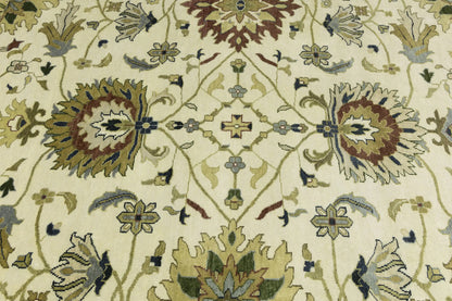 10X10 Ft Square Handmade Cream Floral Chobi