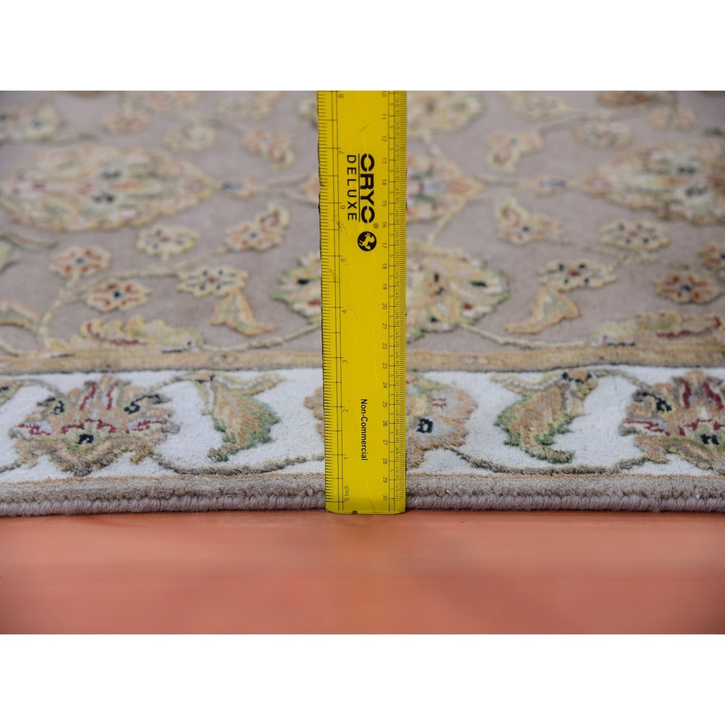 2'6"X10'1" Brown Hand Knotted Wool Silk Rajasthan Design Runner Rug