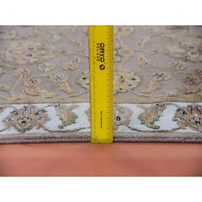 2'6"X10'1" Brown Hand Knotted Wool Silk Rajasthan Design Runner Rug