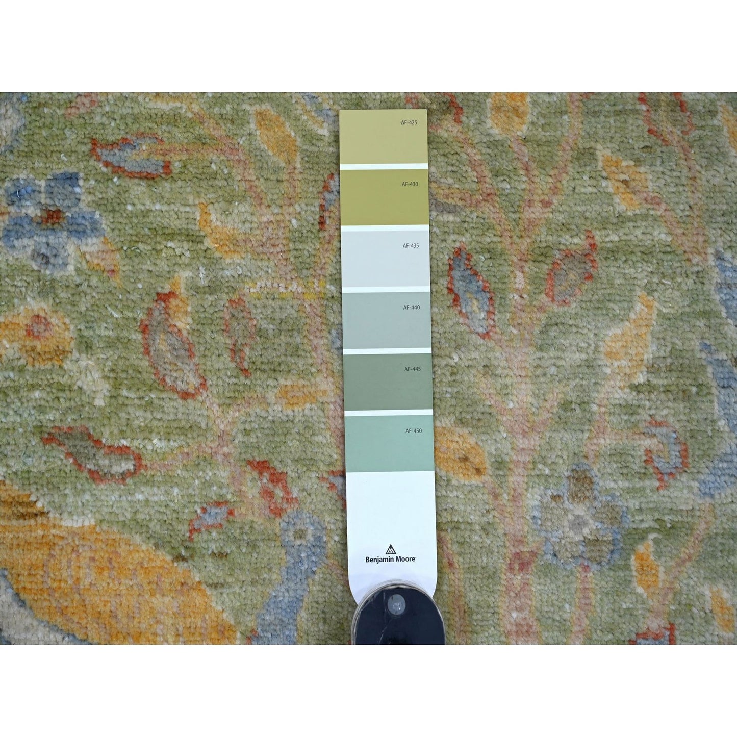 2'X3'2" Green Mat Rug Hand Knotted Peshawar Birds Of Paradise Design Wool