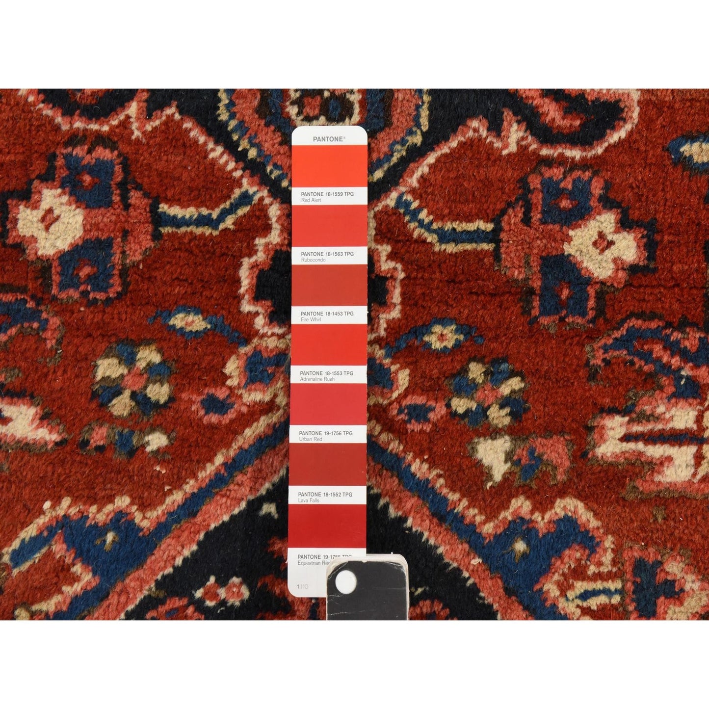 8'X11'3" Crimson Red Antique Zoroastrian Heris Pure Wool Hand Knotted Rug