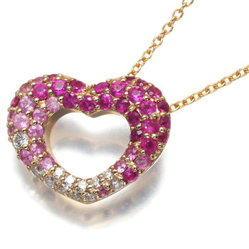 Ponte Vecchio Necklace Emozione Sapphire 0.47Ct Diamond Heart 18K Rg