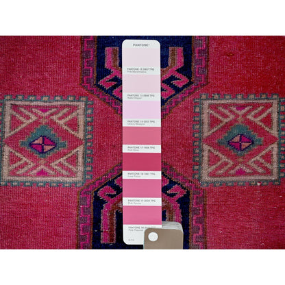 2'5"X9'10" Overdyed Pink Northwest Zoroastrian Wool Hand Knotted Runner Rug
